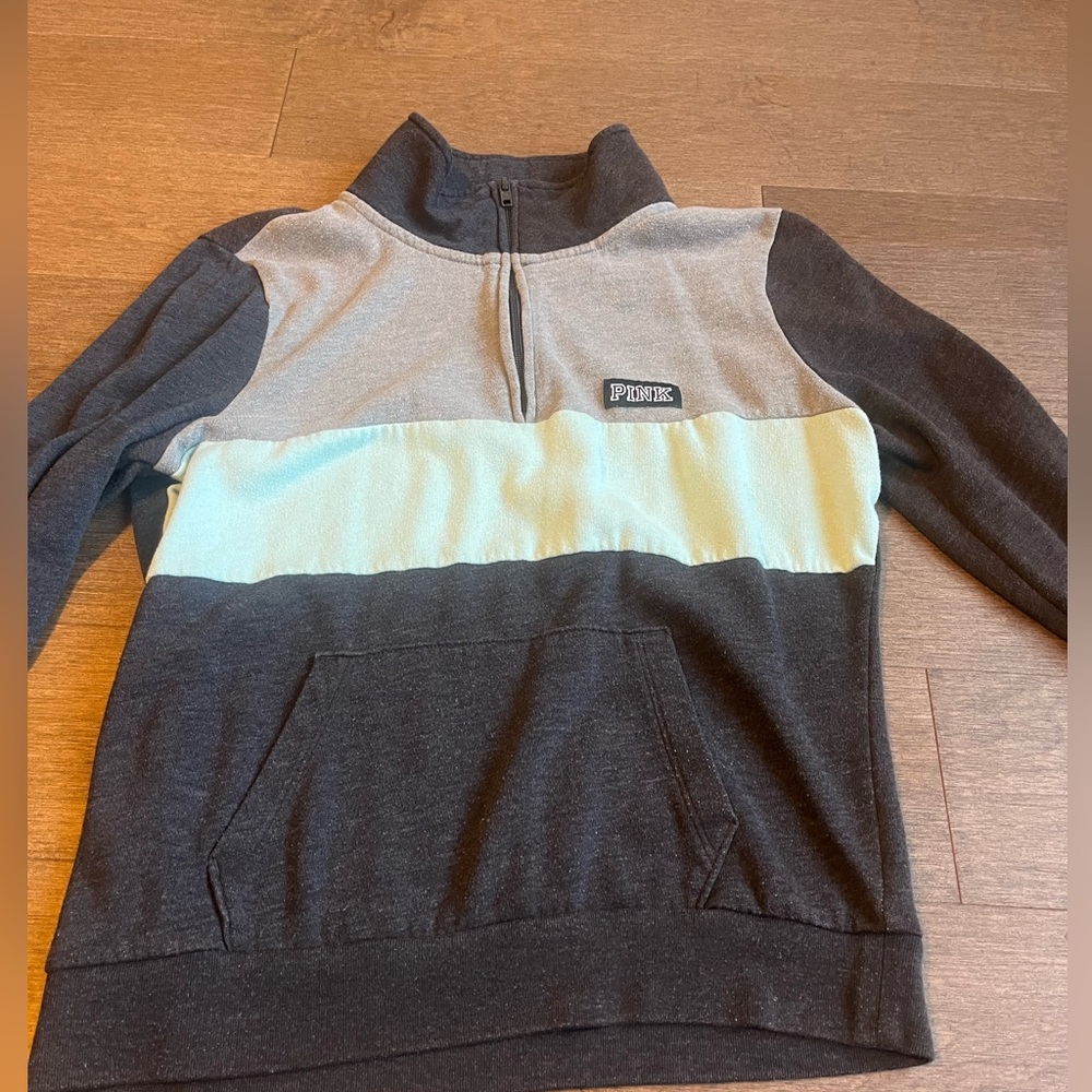 vs pink quarter zip color block small